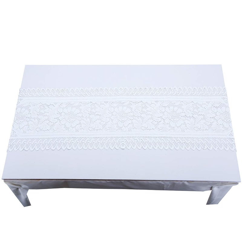 mookaitedecor Lace Table Runner for Wedding Party Coffee Table Decor White, 13 x 54 Inch - Image 5